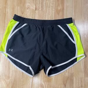 Women’s Under Armour Fly By 2.0 Running Shorts Navy Blue Neon White Size Large